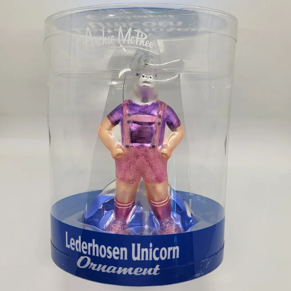 Archie McPhee Lederhosen Unicorn Christmas Ornament New Whimsical Holiday Decor